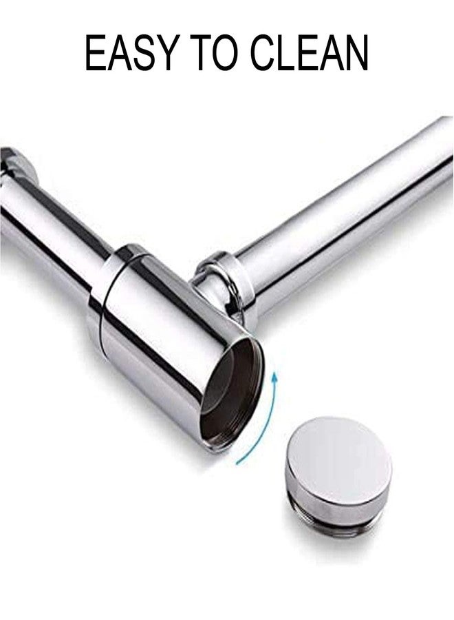 SPAZIO طقم مصيدة زجاجات من الفولاذ المقاوم للصدأ عالي الجودة من SPAZIO مع أنبوب تصريف قابل لتعديل الارتفاع للحمام، حوض الغسيل، حوض المطبخ، مطلي بالكروم - Image 3